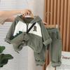 Boys' Fleece Hooded Jacket & Pants Set - Korean Style Winter Fashion