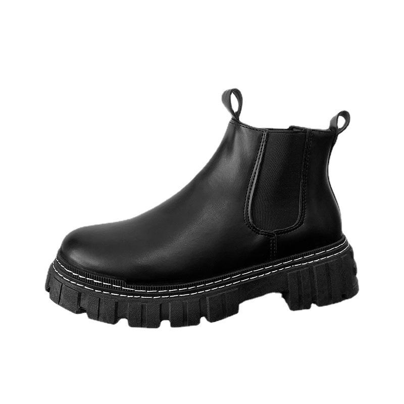 Martin Boots Men's Black Leather Surface High-top Trendy Locomotive Leather Boots New Chelsea Boots Men's Shoes