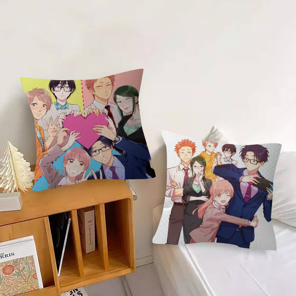 Romantic Anime W-Wotakoi  Pillow Cover Design cushion Cover decor Holiday Decorati