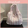 Stylish Black And White Casual Tote Bag For Girls With Soft Corduroy Fabric And Chic Design