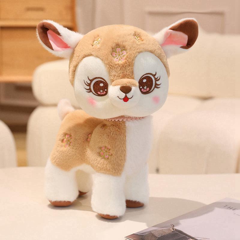 Cute deer doll plush toy sika deer doll girls bag keychain children's doll