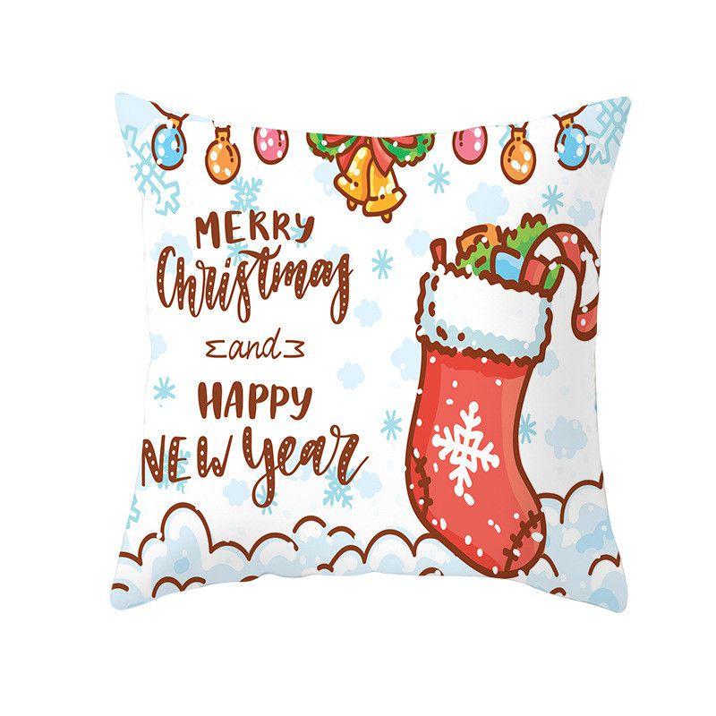 Polyester Peach Skin Christmas Cushion Cover 18" For Sofa Decor**