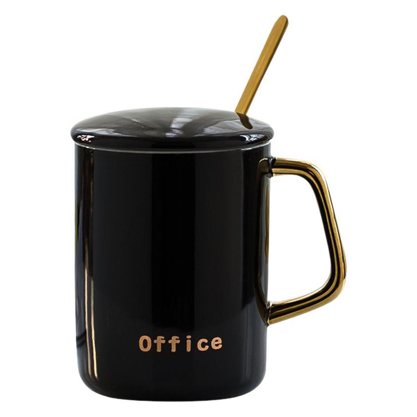 Creative Valentine'S Day Gift, Romantic Couple Cup Gold-Plated Water Cup, Coffee Cup With Lid Spoon