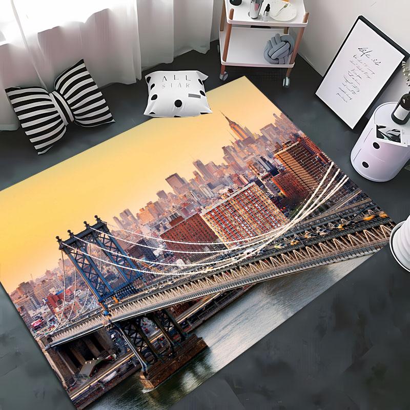 HD Printing New York City Theme Area Rug,Rugs Living Room Tapete for Bedroom Sofa Kitchen Doormat Decor,Kids Non-slip Floor Mat
