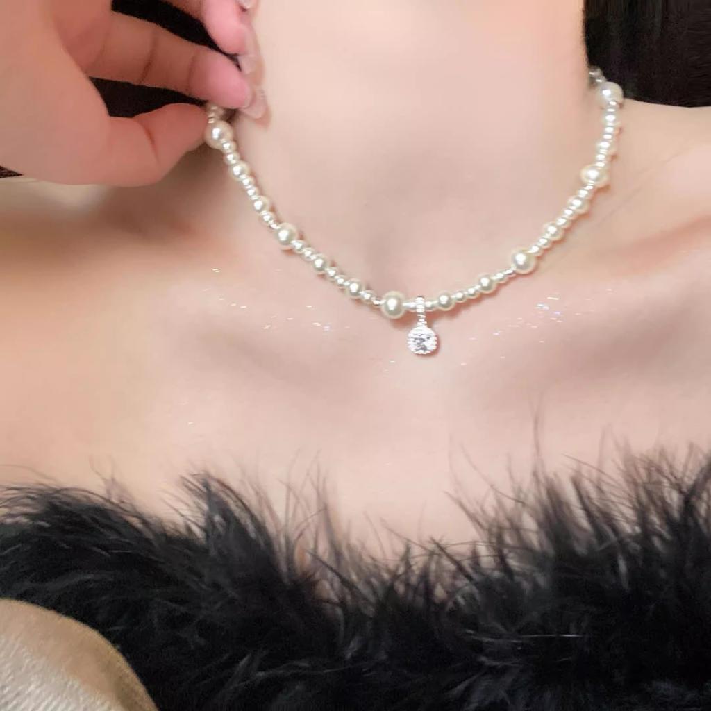 French Sugar Cube Pearl Necklace Femininity Premium Clavicle Chain Exquisite Versatile Necklace Accessories