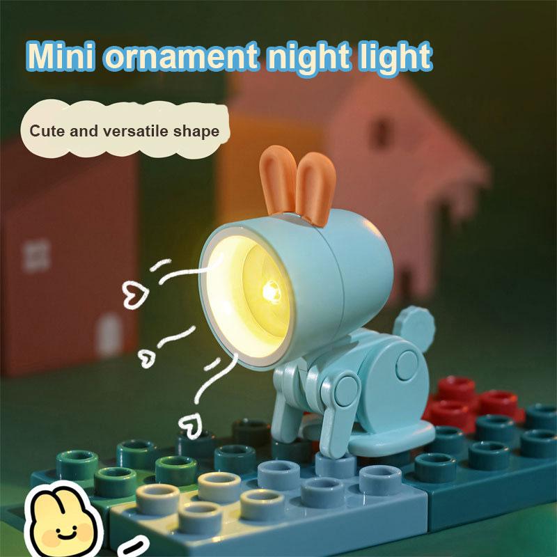Veilleuse LED Mini Dessin Animé Mignon Animal de Compagnie Lumière Chien Cerf Dinosaure Portable Pliable Lampe de Table Étudiant Enfants Salon Chambre Décor