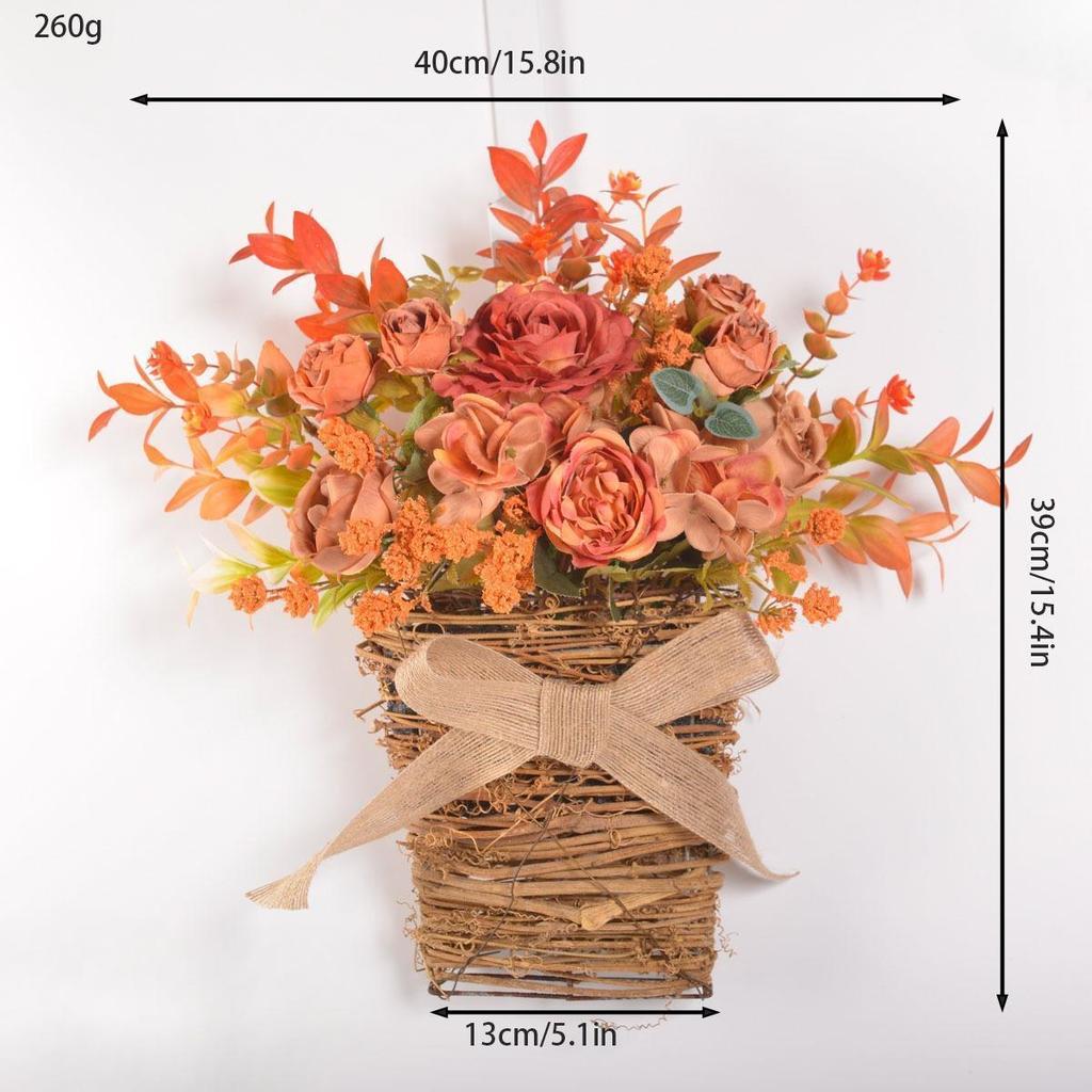 Door Hanger Basket Flower Basket for Front Door Floral Arrangement Multifunctional Decoration Ornament for Holiday Farmhouse