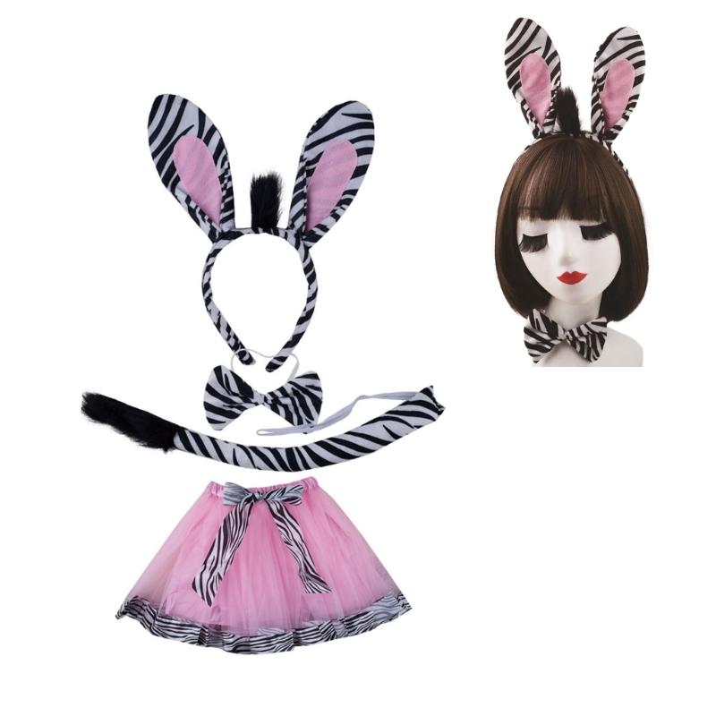 Animal Zebras Headbands Zebras Bowtie Cartoon Ears Hair Hoop Zebras Tail Headwear Party Cosplay Photography
