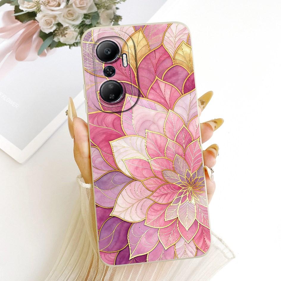 For Infinix Hot 20 Play Case X6825 Popular Flower Cover Soft Liquid Silicone Phone Shell For Infinix Hot 20s 20i Hot20 4G Covers