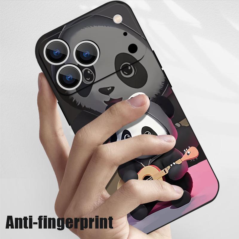 Guitar-playing Panda Lanyard Case For iPhone 17 Pro Max Soft Silicone Cover For iPhone 16 Pro Max Funda iPhone 15 14 13 12 11 16E Air