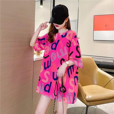 2024 Summer Oversized Women T-shirt Korean Style Letter Printed Graphic Y2k Tops Long T Shirt Harajuku Girlfriend Kawaii Clothes Streetwear