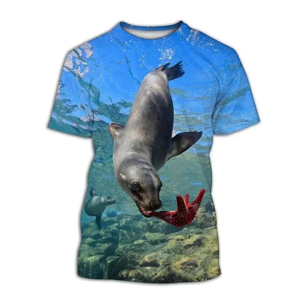 T-shirt Homme 2026 Tops Décontractés d'Été Impression Animal Drôle 3D Manches Courtes Vacances à la Plage T-shirt à Col Rond Pour Homme Vêtements Homme