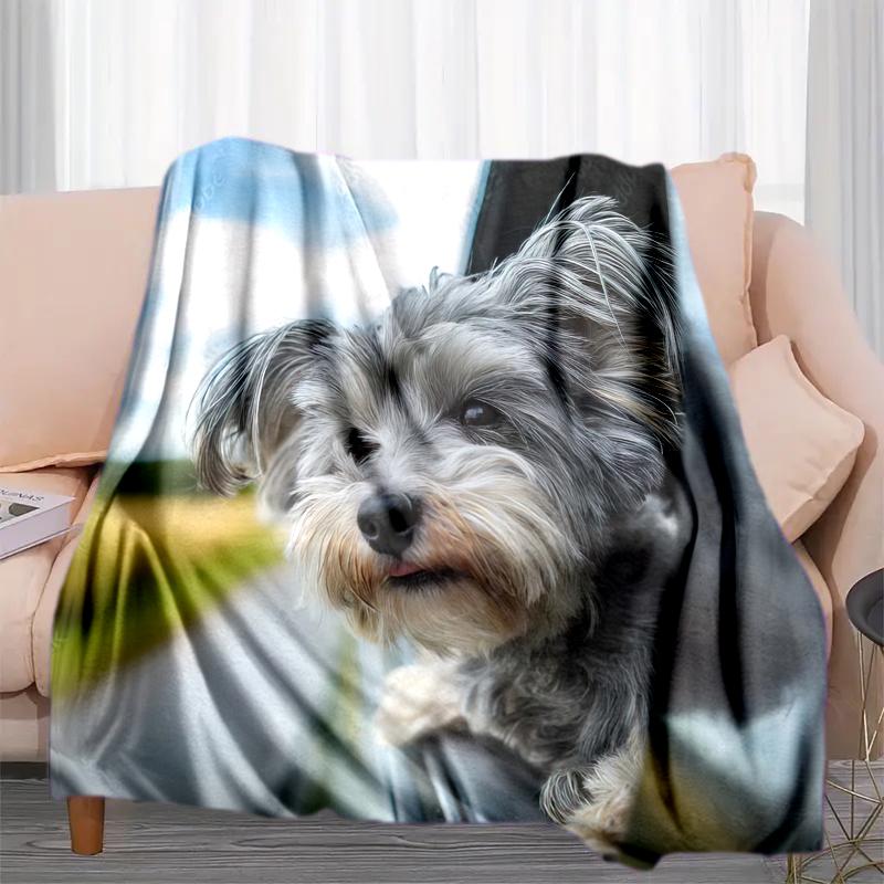 1PC Dog cute printed blanket, all season lightweight home office outdoor nap multifunctional blanket A8