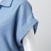 Women's Fashion Solid Color Denim Short-sleeved Dress Mid-length Slit Shirtdress