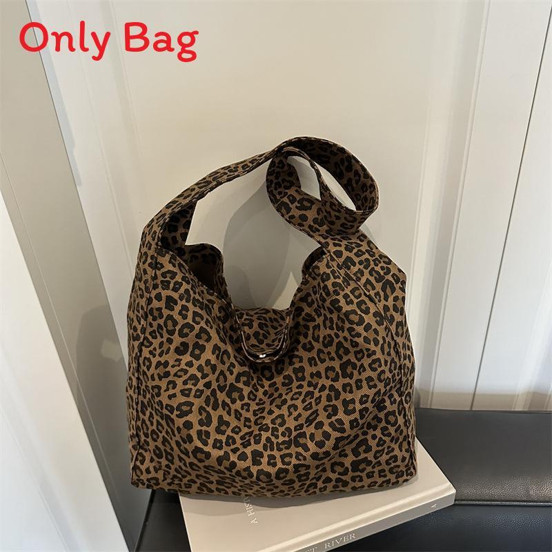 Leopard Print Tote Bag With Canvas Interior For Daily Use In Retro European Style