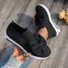 Fashion Mid-heel Flat Single Shoes New Summer Round Head Deep Mouth Net Fabric Butterfly Knot Soft Sole Non-slip Cloth Shoes