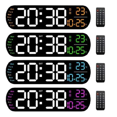 Large Digital Wall Clock Temperature Date Week Timing Lightsensing