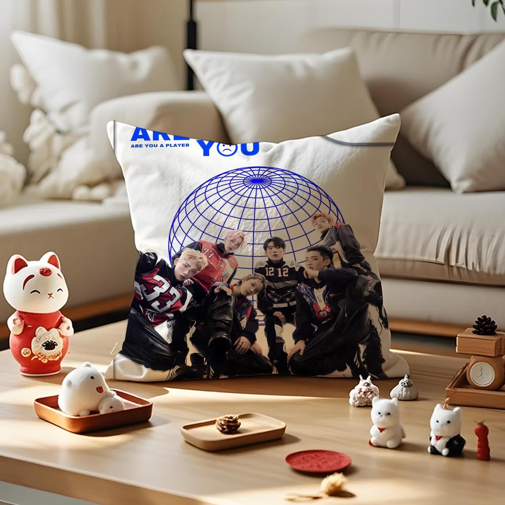 Pop KPOP PPHarmony Cushion Cover Silky Short Plush with Invisible Zipper Dustproof Sofa Pillow Cover for Home Decor