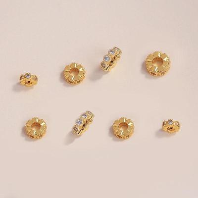 18K Gold-Filled Wavy Rhinestone Spacer Beads for DIY Bracelets