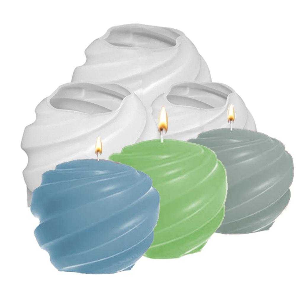 Scented Column Soy Candles Silicone Mould Unique 3D Round Swirl Sphere Gypsum Resin Molds Making Tool Party Decor Craft Supplies