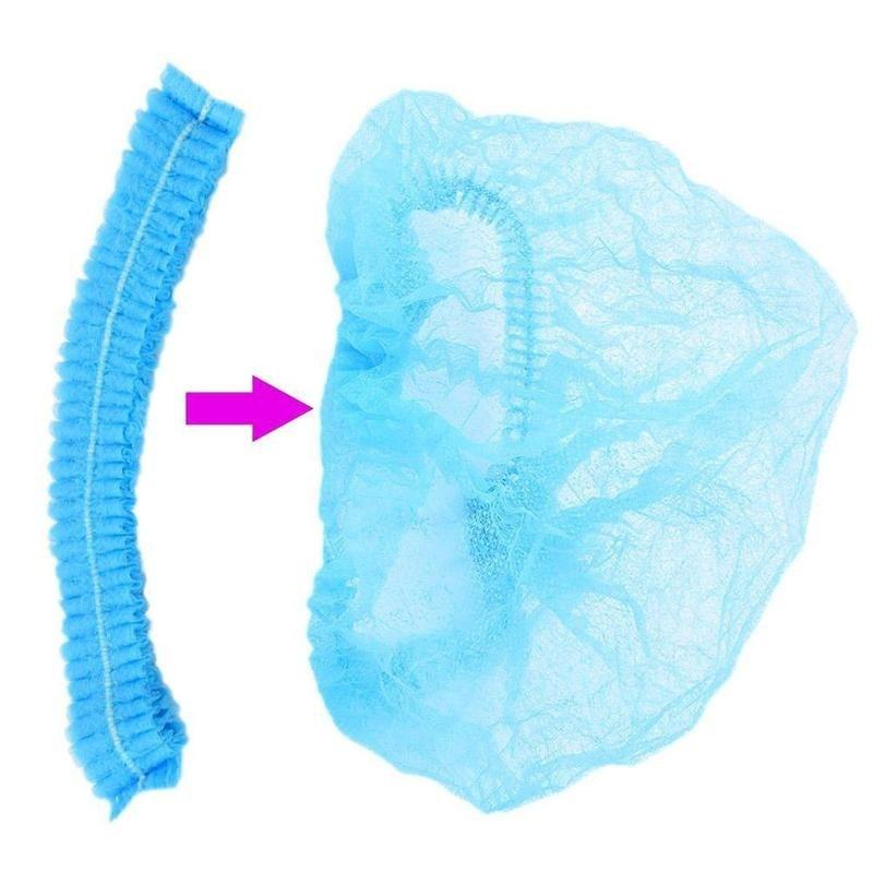 10PCS/Set Disposable Hair Shower Cap Non Woven Pleated Anti Dust Hat Hotel Salon Supplies Set Blue Color