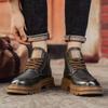 High-top Men's Shoes Retro Style Fashion Martin Boots Leather Lace-up Platform Tooling Shoes Student Trend Platform Shoes
