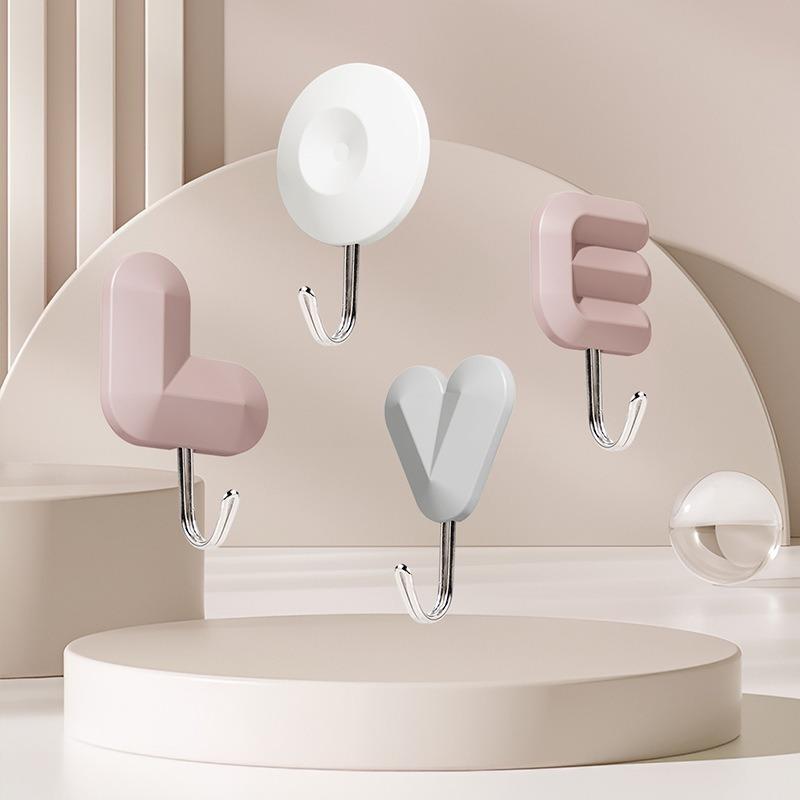 LOVE Letter Hooks Hole-free Foyer Bag Key Hooks Bedroom Kitchen And Bathroom Door Behind The Non-marking Sticky Hooks