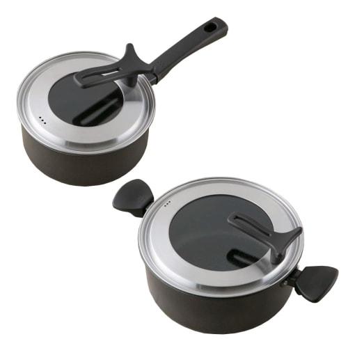 

Kai Corporation Lightweight Induction Cookware Set: 26cm Double-Handled Pot with Glass Lid (DW5646) and 18cm Single-Handled Pot (DW5643)