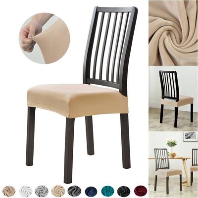 1PC Soft Velvet Dining Chair Seat Cover Solid Color Chair Covers Removable Anti-Dust Chair Cushion Slipcovers Hotel Home