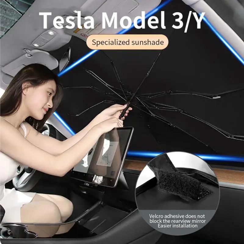 Car Windshield Sunscreen Umbrella UV Protection Sun Visor Protector Front Window Sun Shade Cover For Tesla Model 3/Y/X/S Series