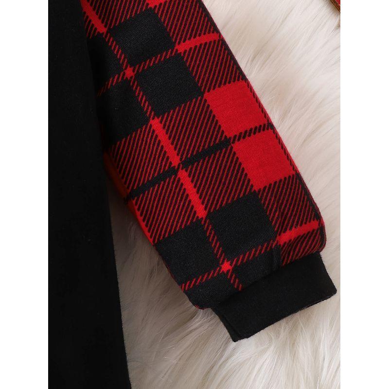 Foreign Trade Ins Newborn Baby Boys and Girls Letter Print Christmas Plaid Long-Sleeve Open-Crotch Romper