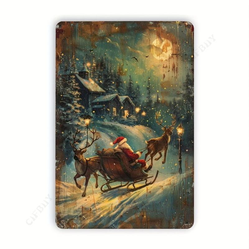 Vintage Christmas Tree Metal Sign, Indoor Outdoor Wall Decor