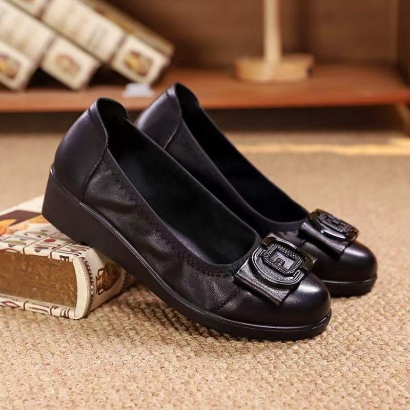 New Light-mouth Bevel Heel Medium-old Non-slip and Wear-resistant Lightweight Soft-soled Soft-faced Dancing Leather Shoes