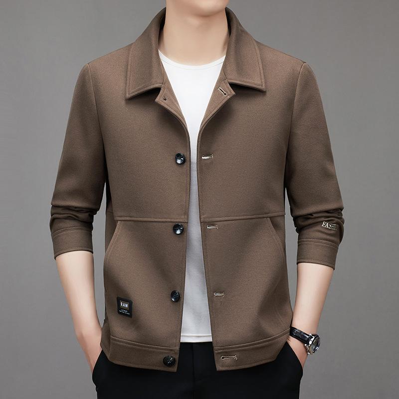 Autumn New Light Luxury Men's Lapel Work Jacket Thick Youth Slim Versatile Trendy Jacket Men's Jacket