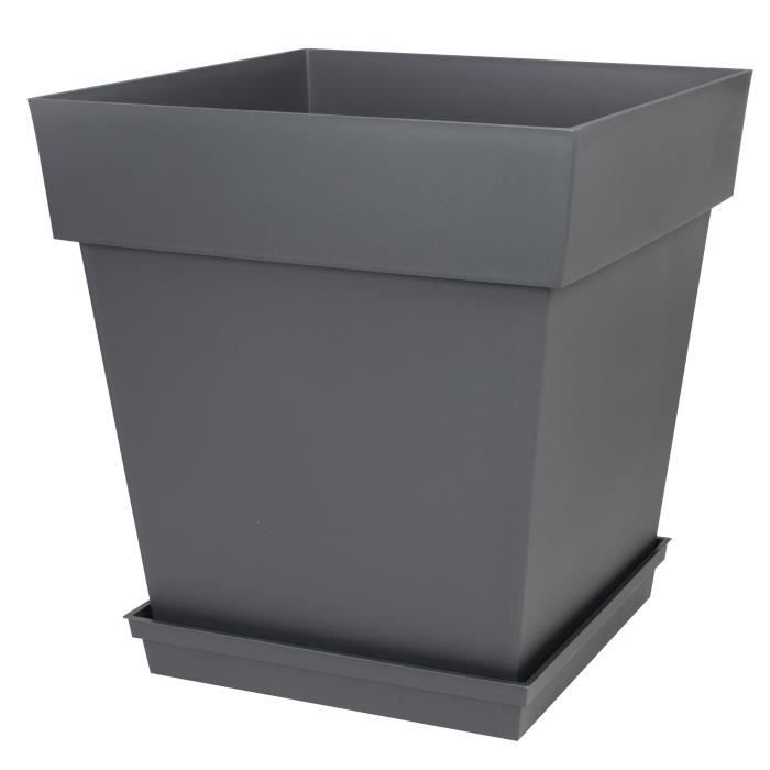 Soucoupe Carrée 40 cm - EDA -Toscane - 40 x 40 x H. 5,9 cm - Gris Anthracite