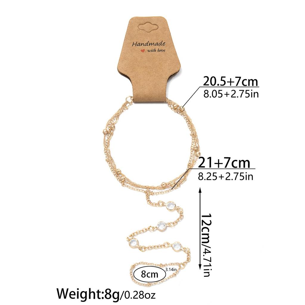 2 Fashionable and Minimalist Glass Buckle Chains, Toe Chains, Multi-layer Layered and Sexy Women's Beach Ankle Chains
