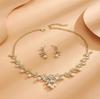 Mori Style Bridal Jewelry Set: Exquisite Zircon Flower Necklace & Earrings for Weddings and Evening Dresses