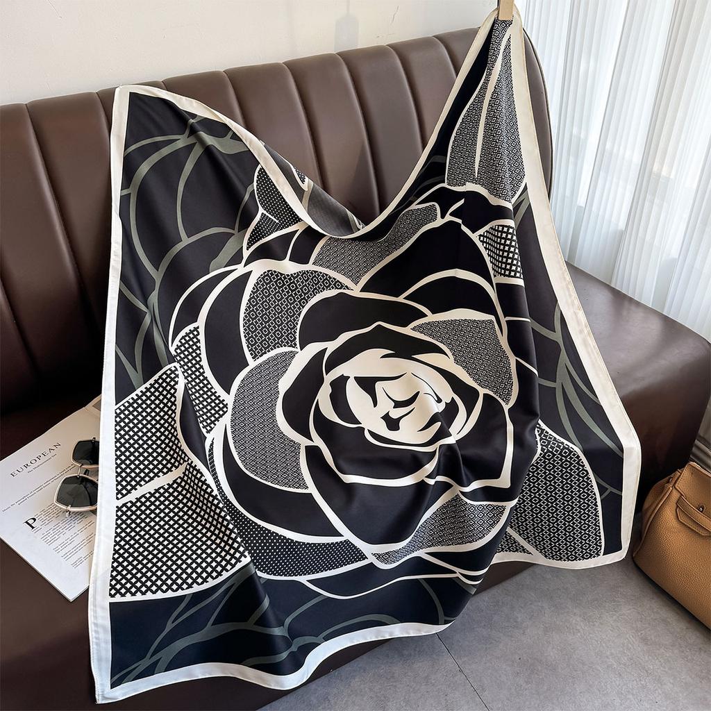 New 90Cm Printed Large Square Scarf Women Spring And Autumn Scarves Twill Silk Headscarf Shawl Female Hijab Luxury