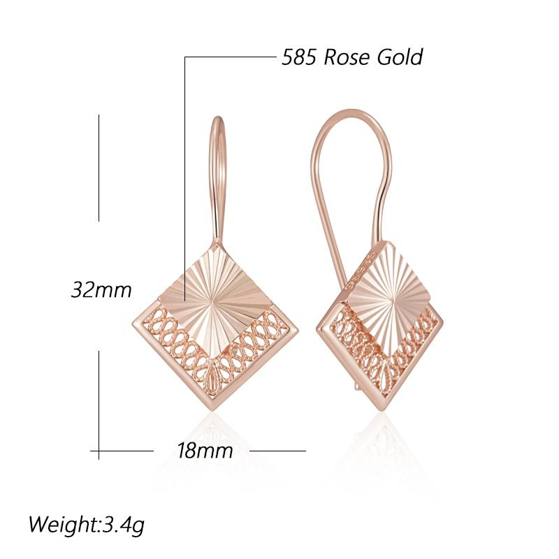 Unusual  Rose Gold Color Long Drop Earrings For Women Geometric Hollow Flower Accessories Daily Vintage Jewelry