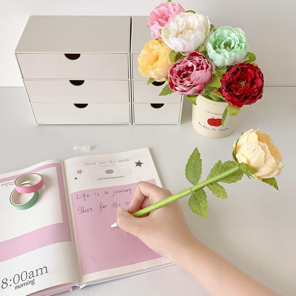 1pcs Smooth Writing Peony Ballpoint Pen Bouquet Simulation Stationery Pen Funny Flower Pen  Gift