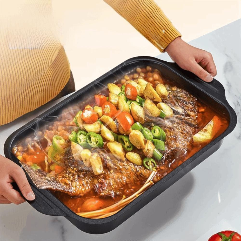 Large Capacity Grilling Pan Non-Stick Grilled Fish Plate Practical Grilled Fish Tray Outdoor