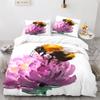 Bee Duvet Cover Set Watercolour Painting Cartoon Cute Wildlife Comforter Cover King Queen for Kids Girl Polyester Bedding Set