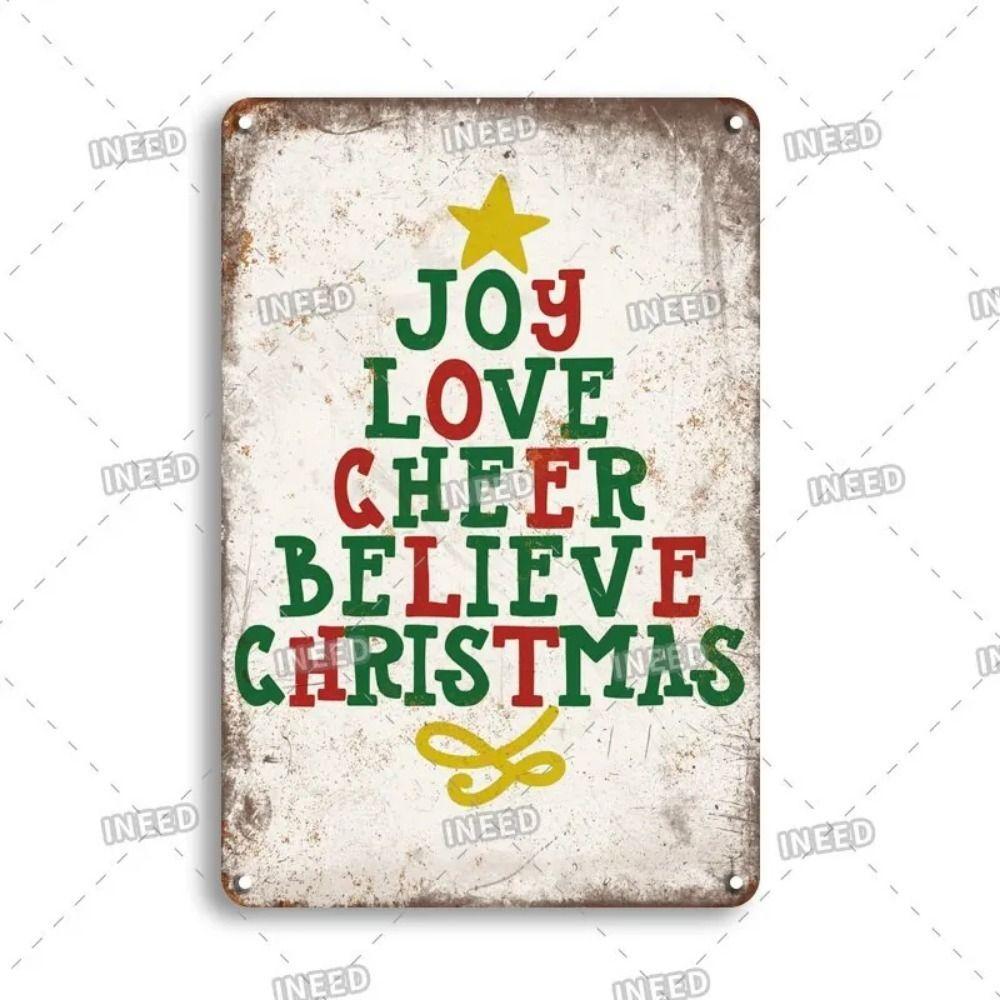 Vintage Christmas Metal Tin Sign Home Festive Wall Decor