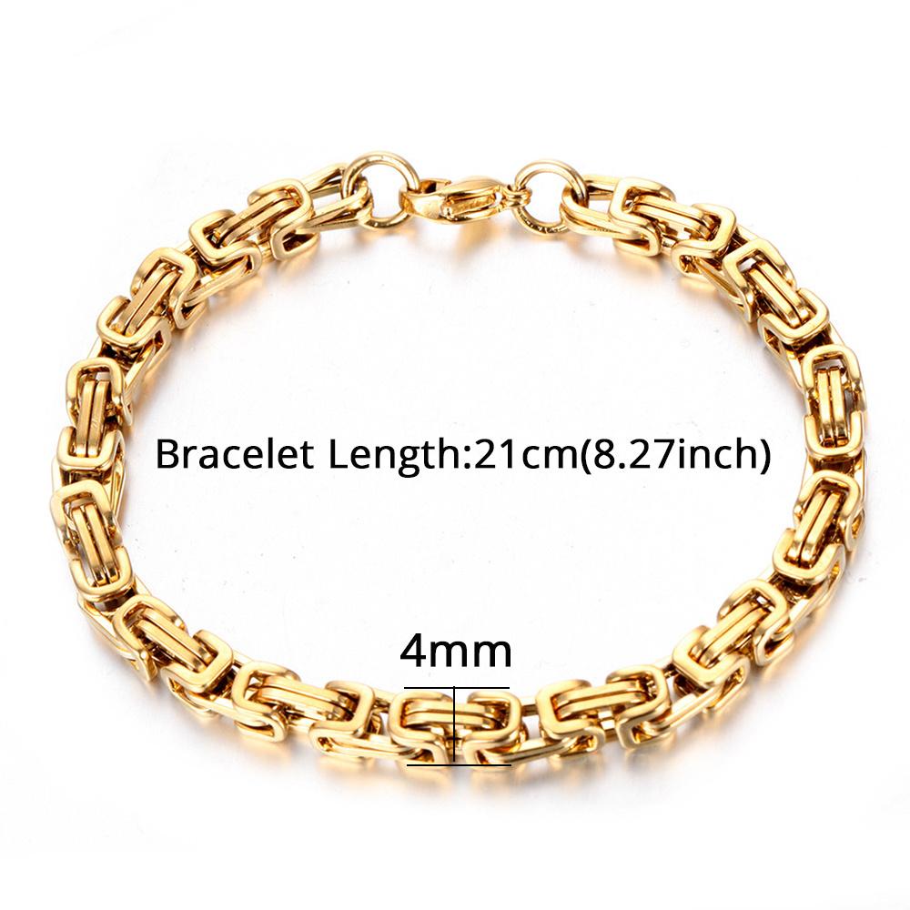 Goldfarbene Edelstahl 4mm Byzantinische Gliederkette Armbänder Halskette Für Frauen Männer Mode Party Hochzeit Schmucksets Geschenke
