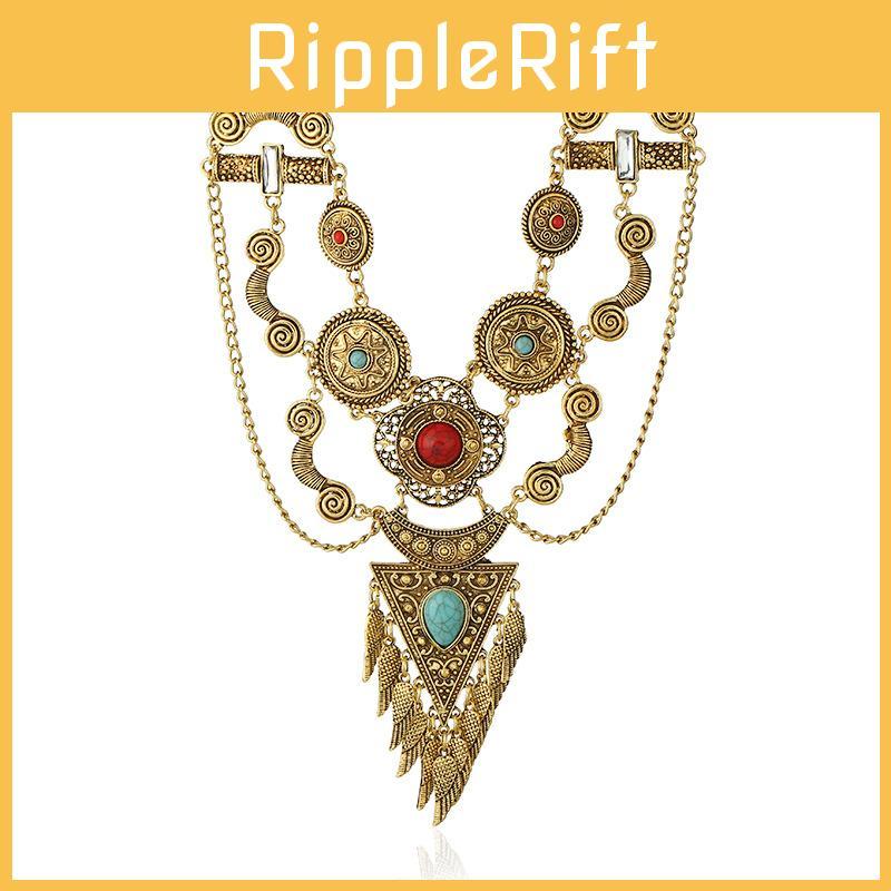 Alloy Wing Vintage Necklace With Turquoise Embellishments For Style Boho