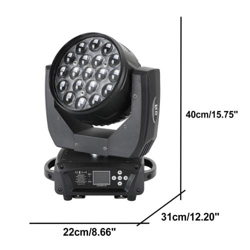 Frezon Stage Lighting, High-Brightness 19x15W LED RGBW Moving Light, 4-in-1 DMX, 0-100% Linear Dimming, 540 Pan, 250 Tilt, Japanese Instruction Manu