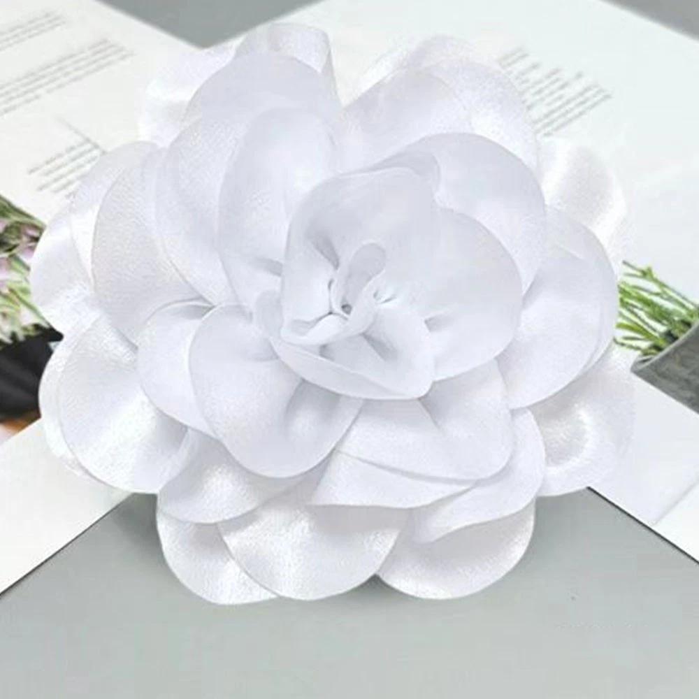 Large Flower Corsage Silky Satin Lapel Pin Camellia Brooch Romantic Wedding Flower Brooch For Shirts Lapel Skirts