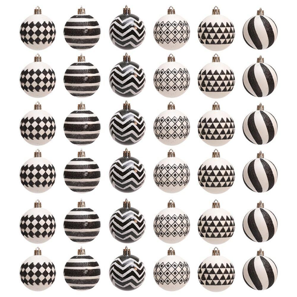 6pcs 6cm Electroplated Hanging Balls White and Black Xmas Tree Pendants Party Favors