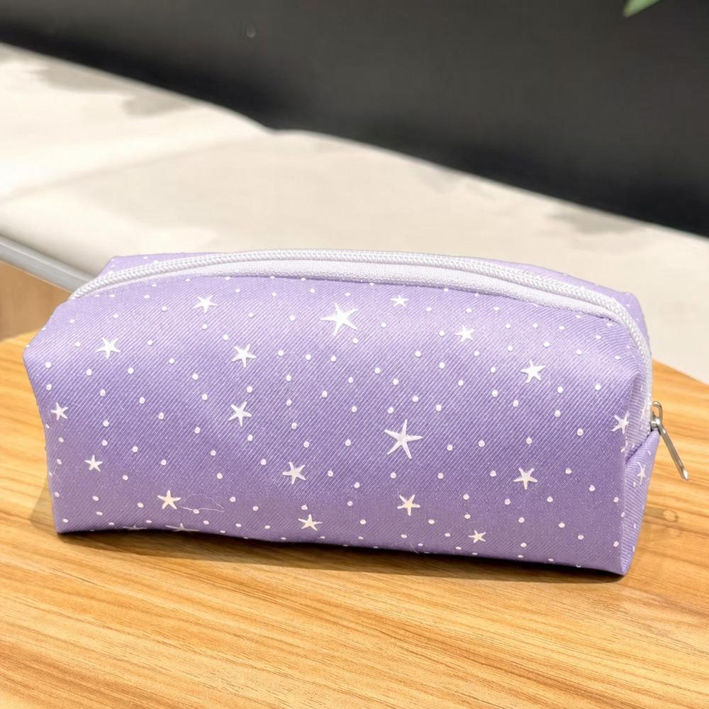 1pc Durable Star Polka Dot Pencil Case Large Capacity Portable Pencil Pouch Pen Bag School Office