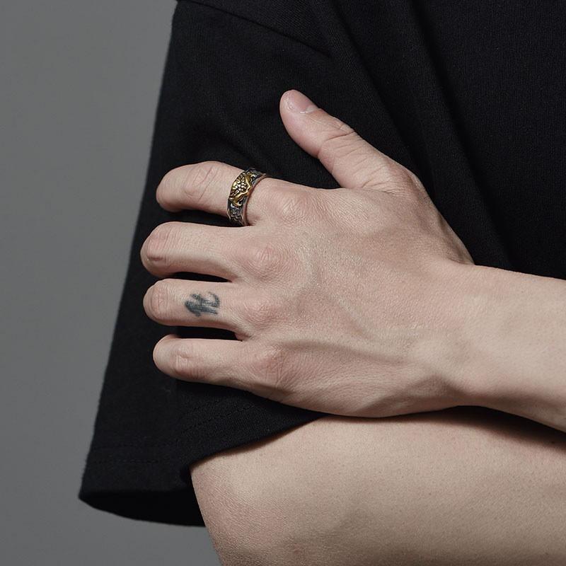 Adjustable Open Ring Men Women Vintage Geometric Totem Minimalist Statement